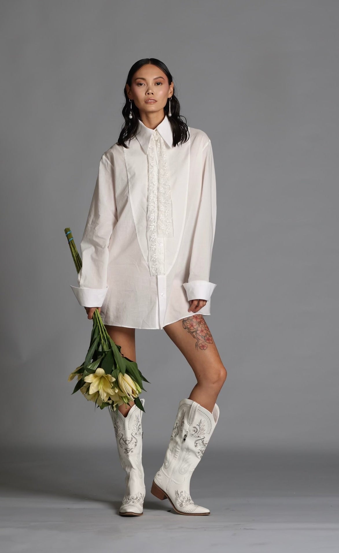 French Seam Cotton Long Sleeve Shirt
