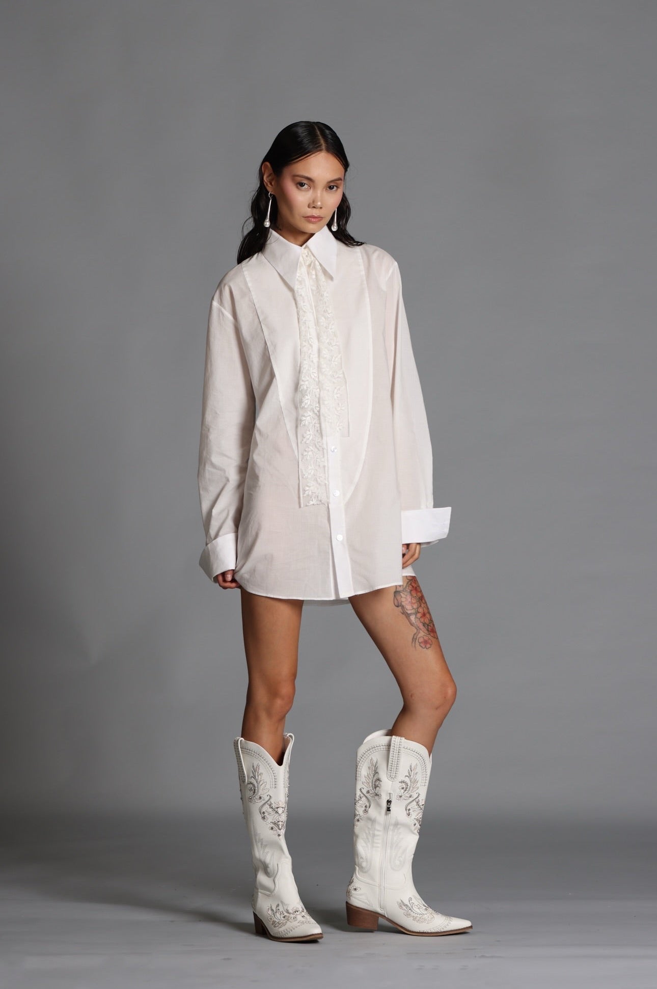 French Seam Cotton Long Sleeve Shirt