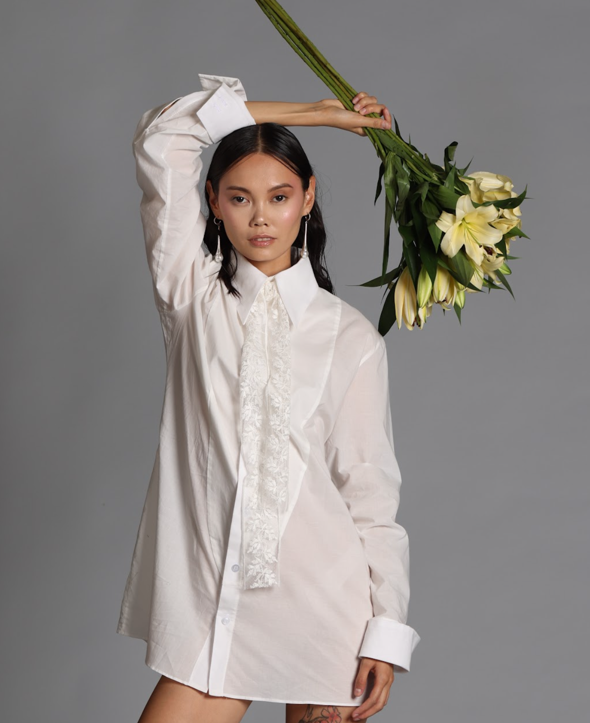 French Seam Cotton Long Sleeve Shirt