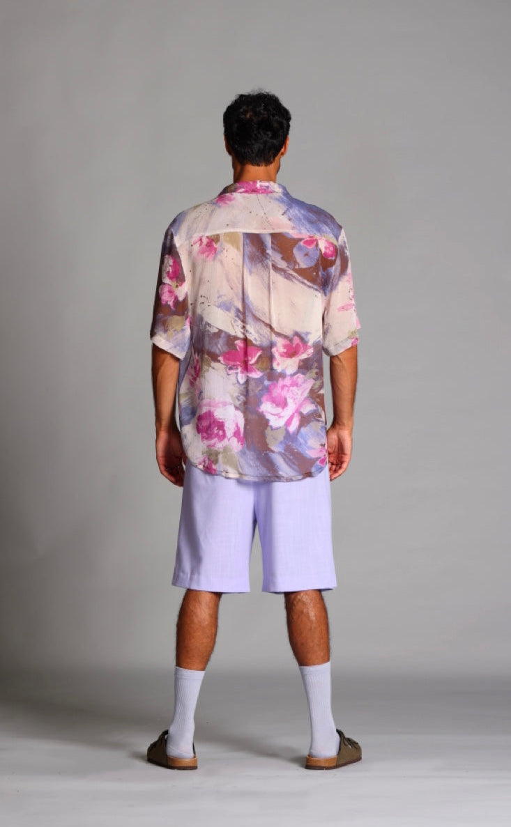 Floral Orchid Oversized Print Shirt