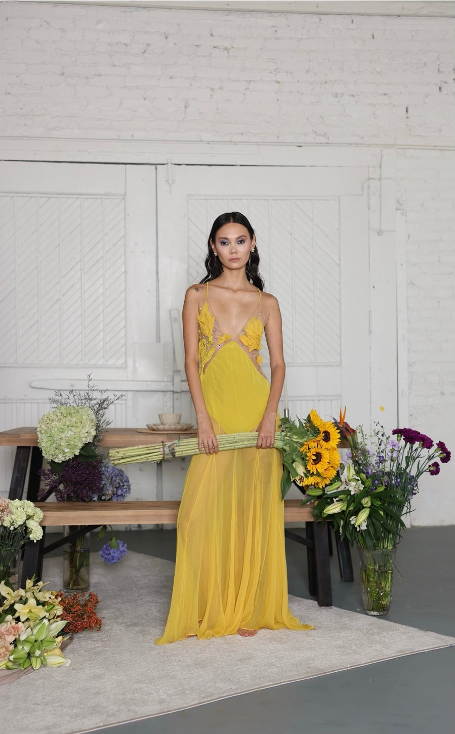 Ethereal Daffodil Silk Custom Gown