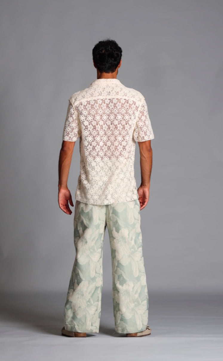 Vintage Cotton Lace Inverted Seam Sleeve Shirt