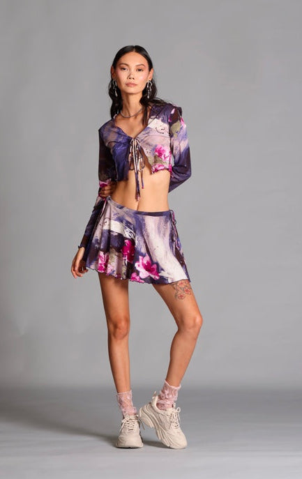 Floral Orchid Mesh Skirt
