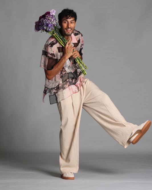 Cotton-Linen Pleated Pants