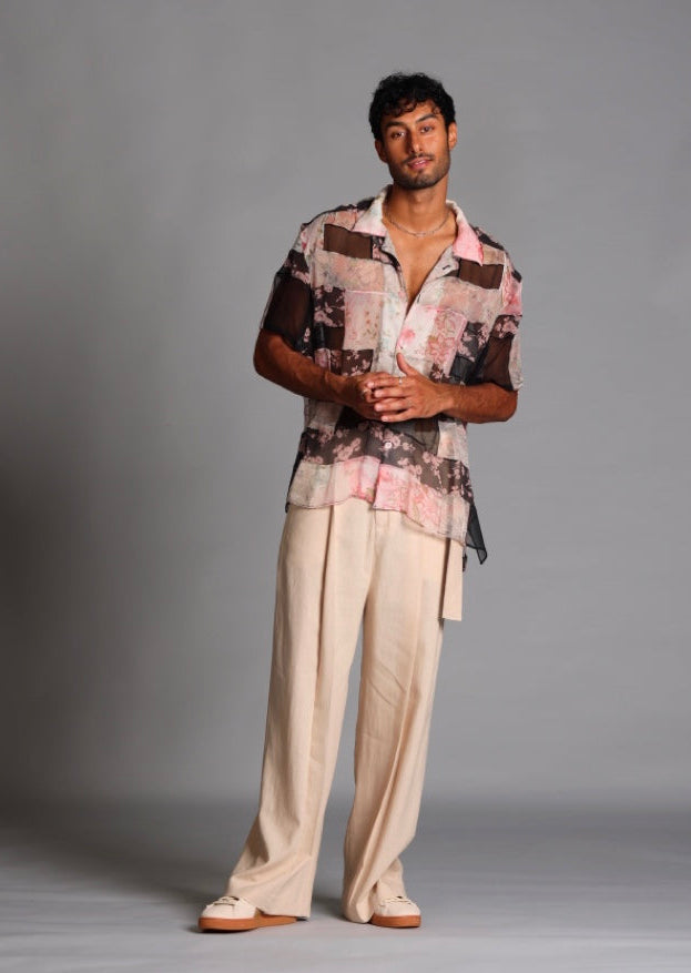 Cotton-Linen Pleated Pants
