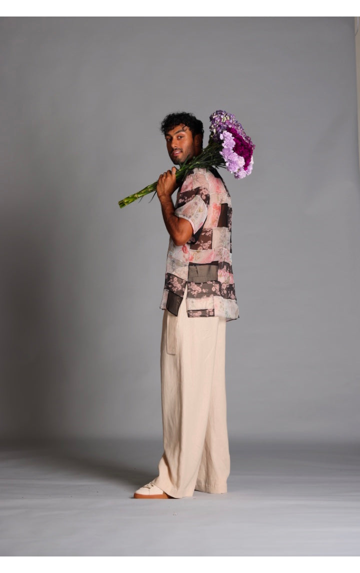 Cotton-Linen Pleated Pants
