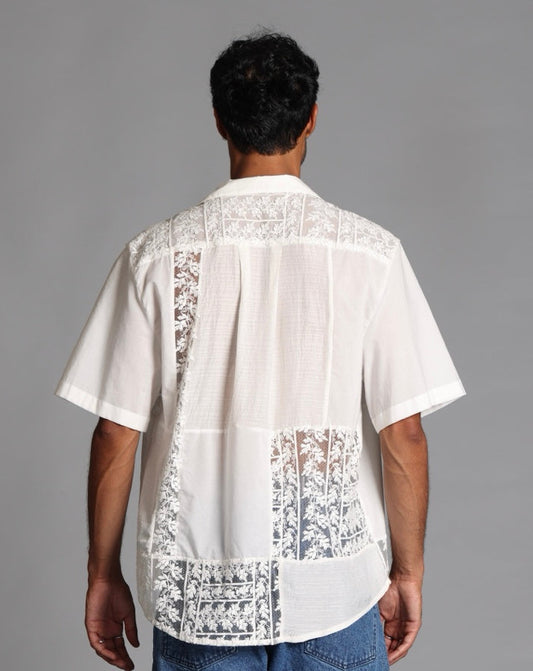 Oversize Cotton Lace Patchwork Shirt